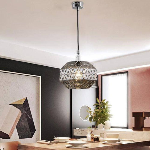 Suspension rétro LED en verre aux motifs Luxury - vue 4 sur 5