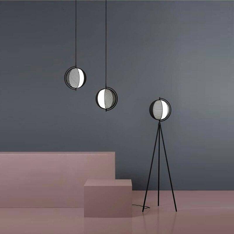 Suspension design à LED en boule métal style industriel - vue 4 sur 6