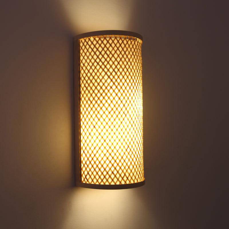 Applique en bambou style japonais à LED arrondie - vue 3 sur 5