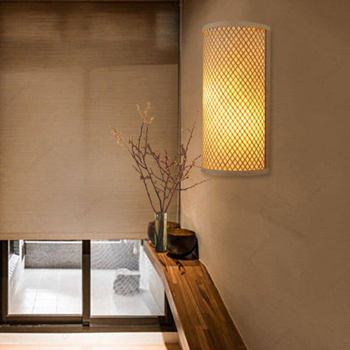 Applique en bambou style japonais à LED arrondie - vue 5 sur 5