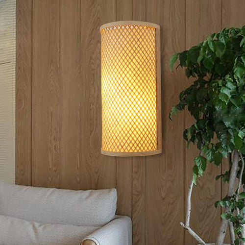 Applique en bambou style japonais à LED arrondie - vue 2 sur 5