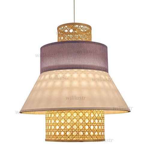 Suspension en rotin LED avec abat-jour triangulaire style japonais - vue 12 sur 11