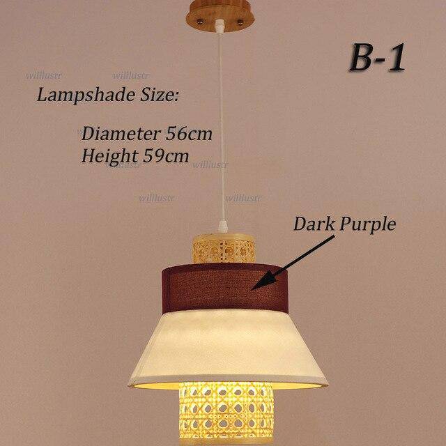 Suspension en rotin LED avec abat-jour triangulaire style japonais - vue 8 sur 11