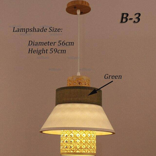 Suspension en rotin LED avec abat-jour triangulaire style japonais - vue 11 sur 11