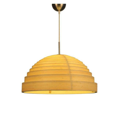Suspension LED avec abat-jour arrondi en tissu style japonais - vue 2 sur 2