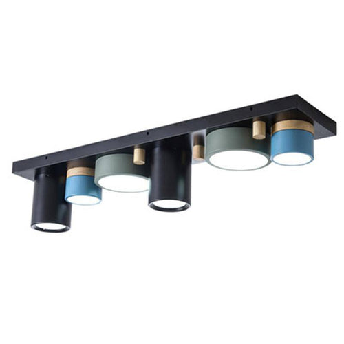 Plafonnier design avec plusieurs spots cylindriques colorés à LED - vue 9 sur 13