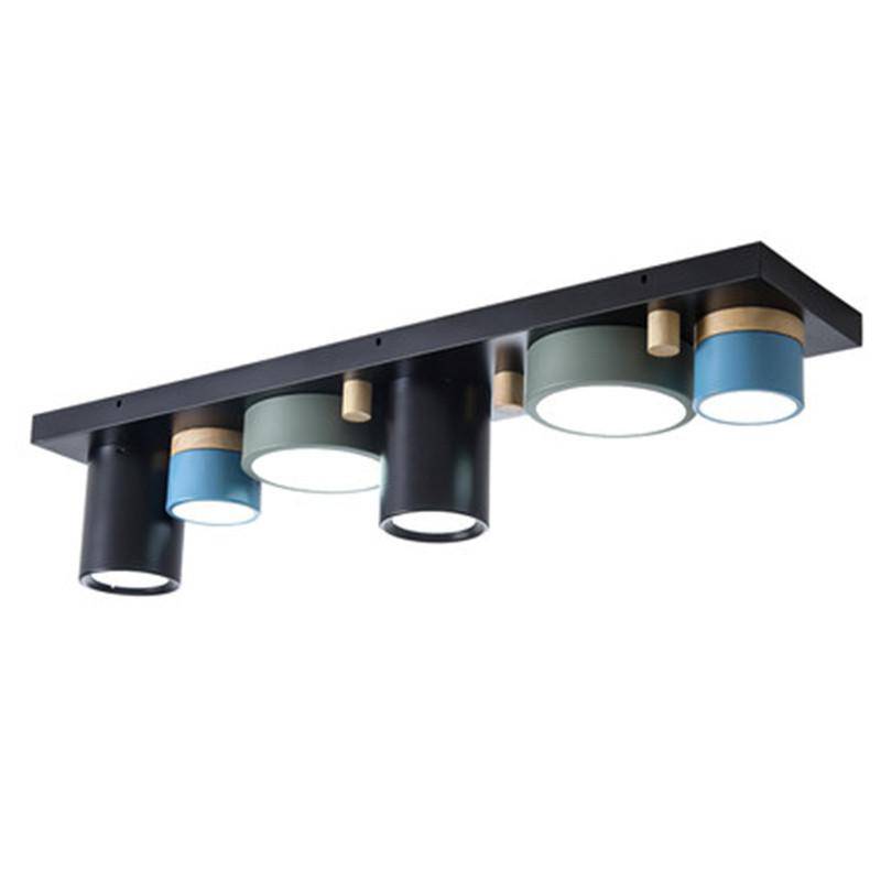 Plafonnier design avec plusieurs spots cylindriques colorés à LED - vue 8 sur 13