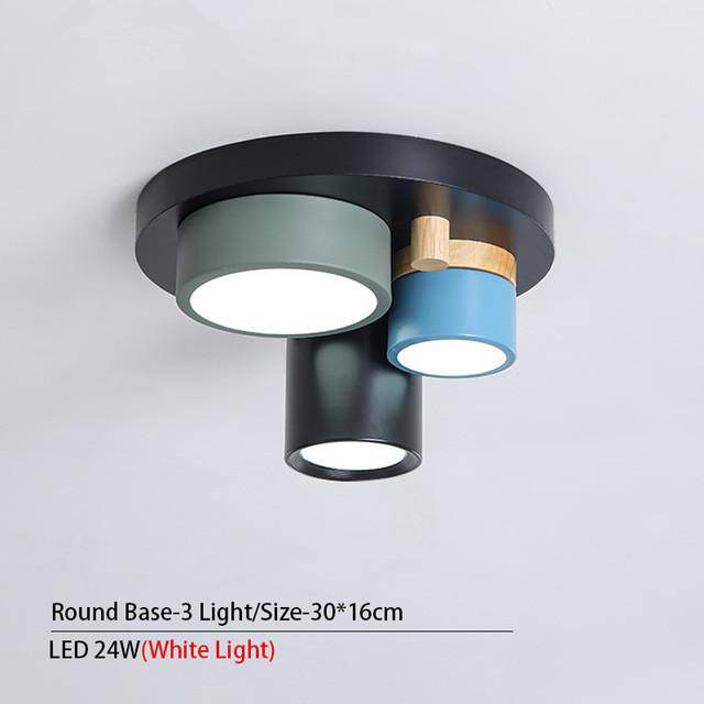 Plafonnier design avec plusieurs spots cylindriques colorés à LED - vue 7 sur 13
