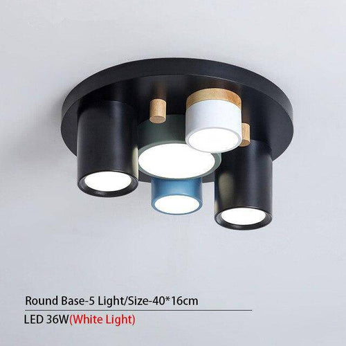 Plafonnier design avec plusieurs spots cylindriques colorés à LED - vue 11 sur 13