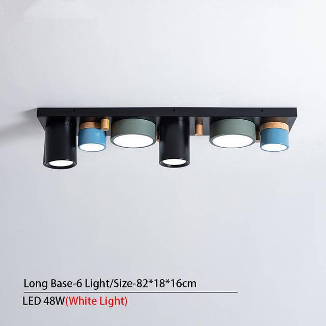 Plafonnier design avec plusieurs spots cylindriques colorés à LED - vue 9 sur 13