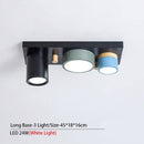 Plafonnier design avec plusieurs spots cylindriques colorés à LED