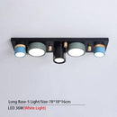 Plafonnier design avec plusieurs spots cylindriques colorés à LED