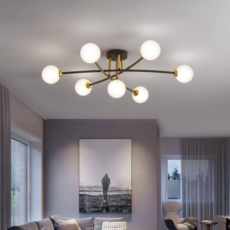 Lustre design à LED en métal avec plusieurs boules en verre Creative - vue 7 sur 15