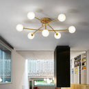 Lustre design à LED en métal avec plusieurs boules en verre Creative