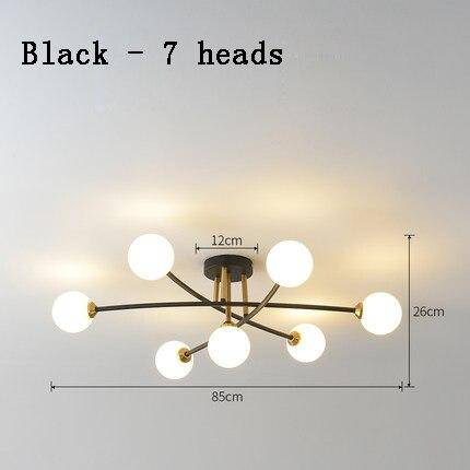Lustre design à LED en métal avec plusieurs boules en verre Creative - vue 13 sur 15