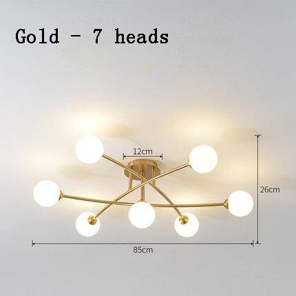 Lustre design à LED en métal avec plusieurs boules en verre Creative - vue 10 sur 15