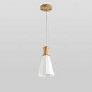 Suspension scandinave LED blanche avec abat-jour bois