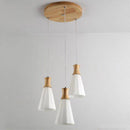Suspension scandinave LED blanche avec abat-jour bois