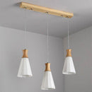 Suspension scandinave LED blanche avec abat-jour bois