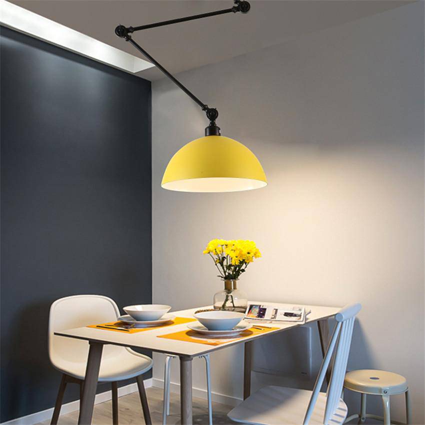 Plafonnier LED design à bras articulé et abat-jour coloré Macaron - vue 3 sur 11