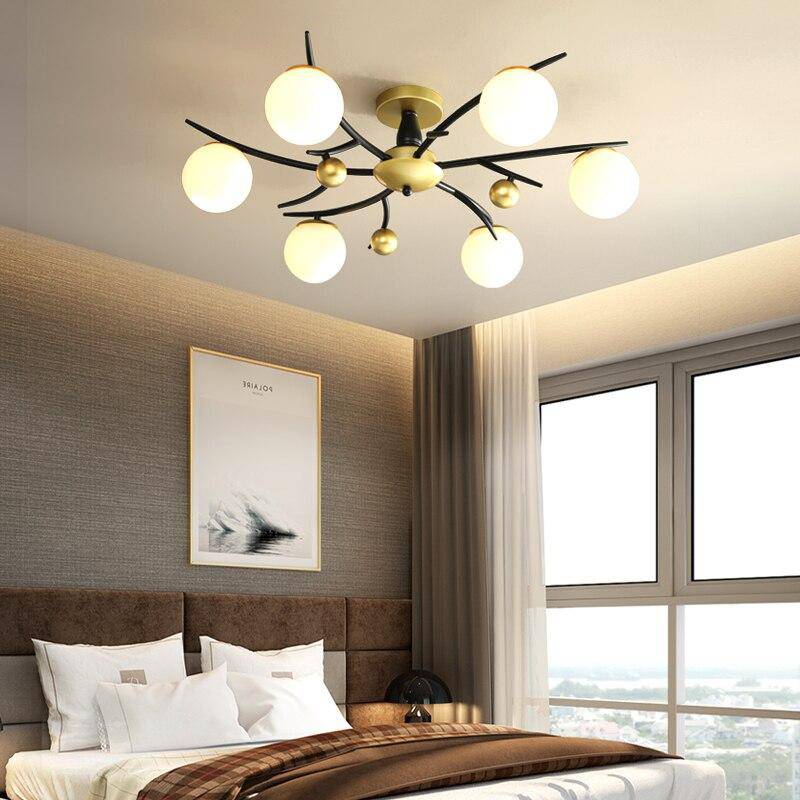 Plafonnier design à LED en métal avec plusieurs boules en verre Loft - vue 5 sur 8