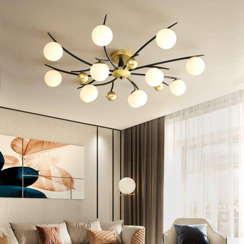 Plafonnier design à LED en métal avec plusieurs boules en verre Loft - vue 3 sur 8