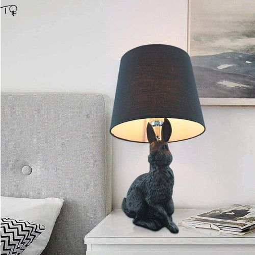 Lampe de chevet LED en forme de lapin avec abat-jour - vue 3 sur 3