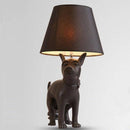 Lampe à poser avec support chien et abat-jour noir