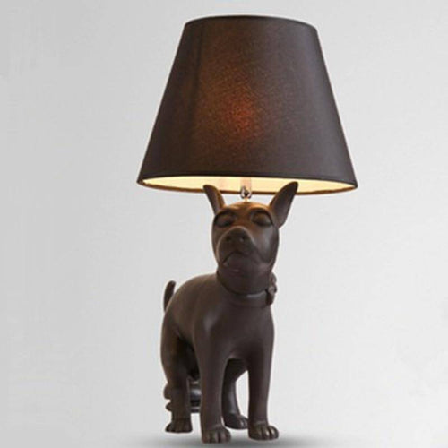 Lampe à poser avec support chien et abat-jour noir - vue 4 sur 6