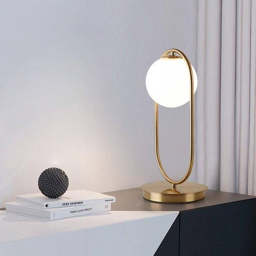 Lampe à poser design LED avec anneau en métal et boule en verre Chao - vue 3 sur 5