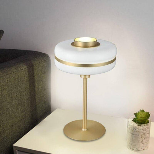 Lampe de chevet moderne LED aux formes arrondies et pied doré Hotel - vue 4 sur 4