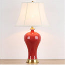 Lampe de chevet rétro LED en céramique rouge Dohia