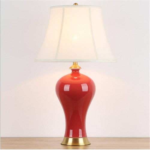 Lampe de chevet rétro LED en céramique rouge Dohia - vue 3 sur 4