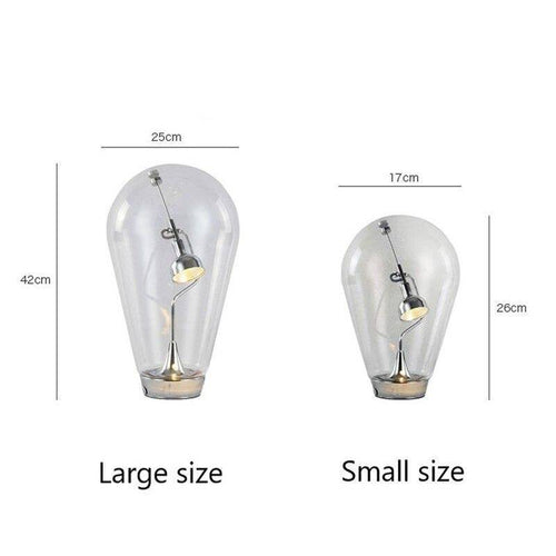 Lampe à poser design à LED chromé dans ampoule en verre - vue 7 sur 7
