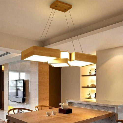 Lustre moderne LED aux formes géométriques en bois Stars - vue 4 sur 7