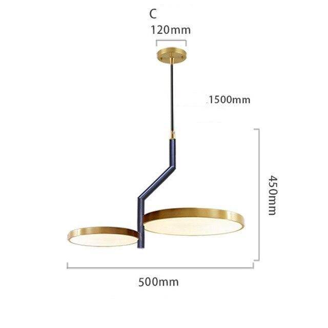 Suspension design LED avec cercle doré et finitions Creative - vue 7 sur 11