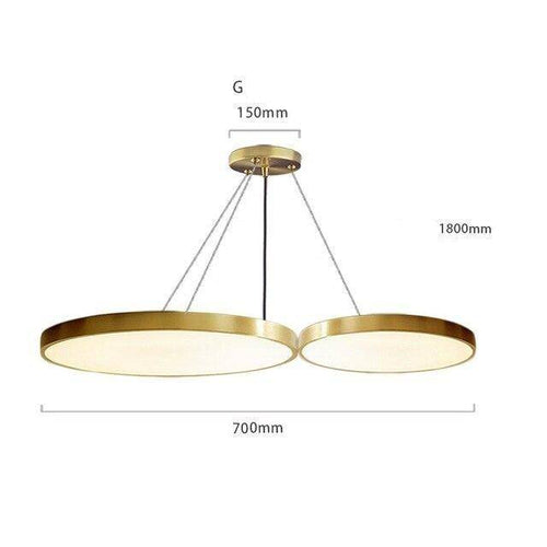 Suspension design LED avec cercle doré et finitions Creative - vue 10 sur 11