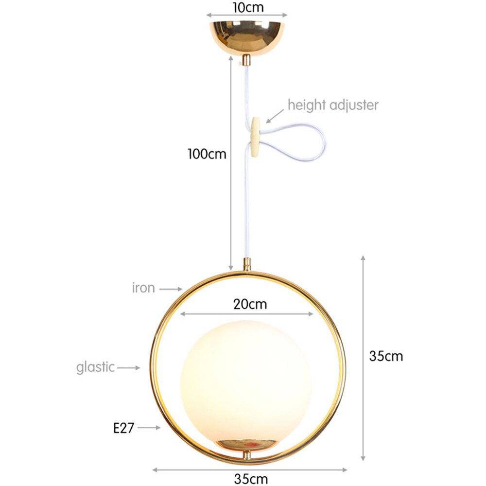 Suspension design LED avec anneau doré et boule en verre Luxury - vue 6 sur 6
