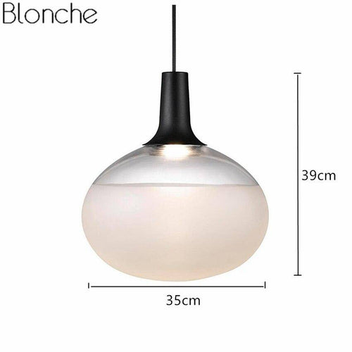 Suspension design LED ovale blanche Designer - vue 3 sur 3