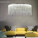 Lustre design LED avec cercle argenté et chaine en métal Villa