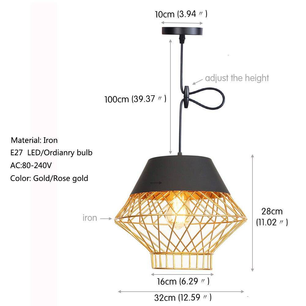 Suspension design à LED avec cage en métal industrielle Loft - vue 7 sur 10