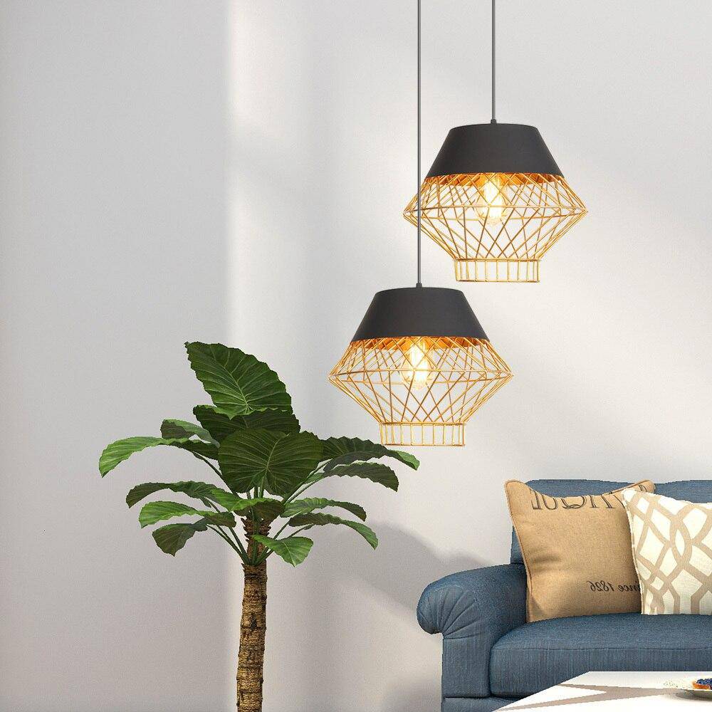 Suspension design à LED avec cage en métal industrielle Loft - vue 3 sur 10