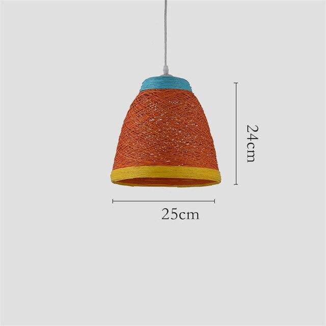 Suspension en rotin LED colorée style Farm - vue 7 sur 11