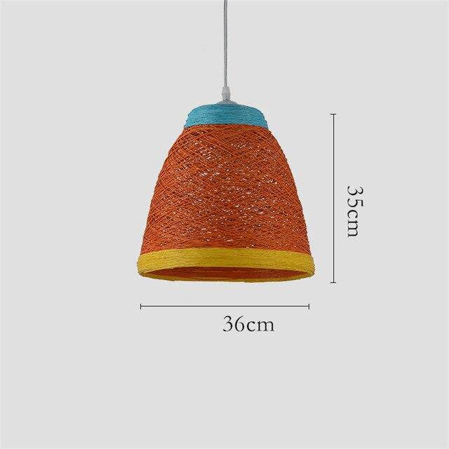 Suspension en rotin LED colorée style Farm - vue 6 sur 11