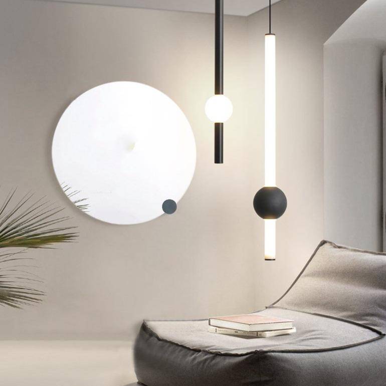 Suspension design LED cylindre avec boule en verre Mosko - vue 3 sur 5