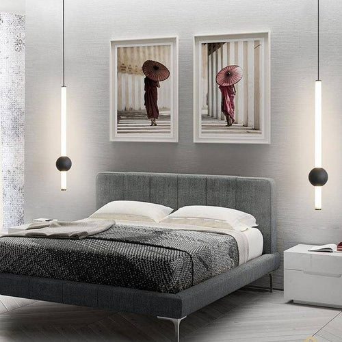 Suspension design LED cylindre avec boule en verre Mosko - vue 3 sur 5