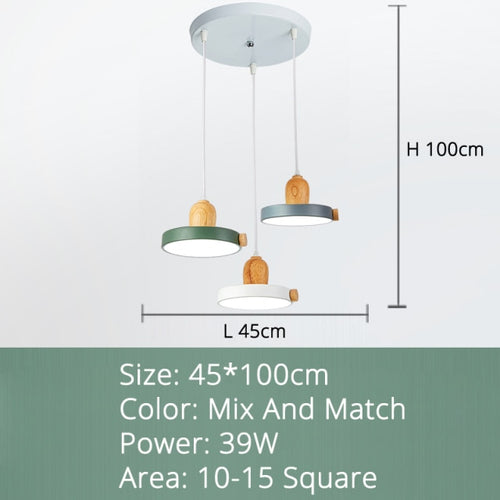 Lustre scandinave circulaire en bois et métal coloré Carmina - vue 7 sur 7