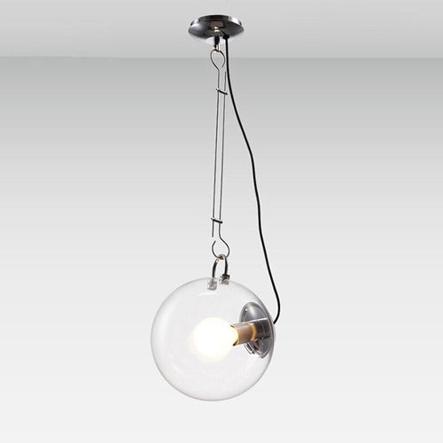 Suspension industrielle argentée avec globe en verre Irantzu - vue 4 sur 4