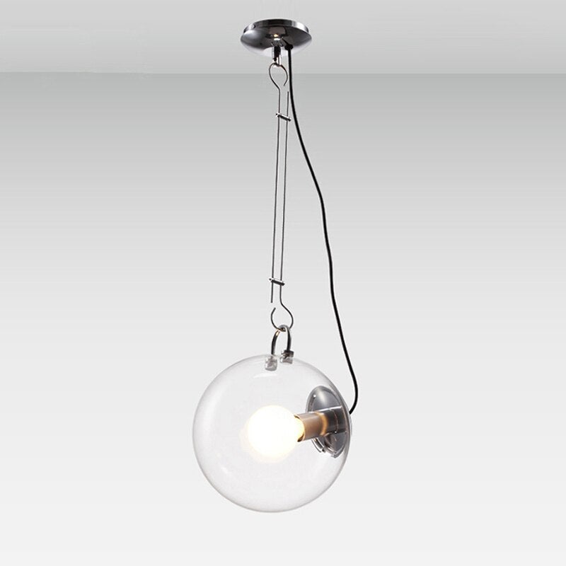 Suspension industrielle argentée avec globe en verre Irantzu - vue 4 sur 4