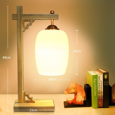 Lampe de bureau ou chevet potence style chinois en bois - vue 13 sur 12